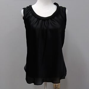 Spense Black Ruched Sleeveless Blouse